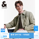 杰克·瓊斯（JACK&JONES）男裝衣服秋冬燈芯絨拼接輕薄羽絨服男短款?yuàn)A克襯衫式外套男士保暖 E06 淺橄欖綠 XL 185