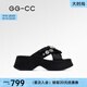 GG-CC【西西里島】夏季法式厚底半拖鞋女精致水鉆涼拖鞋外穿G25S4961 黑色 37