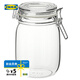 宜家（IKEA）考肯密封透明儲物罐玻璃瓶密封罐食品級專(zhuān)用附蓋罐儲存罐 透明玻璃附蓋罐1升