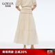 歌莉婭繡花半身裙女夏2025新款度假風醋酸優(yōu)雅高腰長裙1E5L2B190 07W米色 M