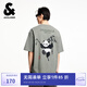 杰克·瓊斯（JACK&JONES）男裝25年棉質(zhì)涼感短袖T恤男士夏季潮流寬松卡通熊貓印花半袖t恤 E05灰綠色 寬松版，卡碼拍小 XL 185