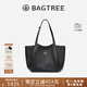 BAGTREE李思思同款包包樹(shù)晚楓包輕奢植鞣皮大容量托特包通勤單肩電腦女包 黑色-中號 可裝14寸電腦 高級小眾