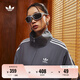 adidas情侶款復(fù)古風(fēng)梭織立領(lǐng)夾克外套男女阿迪達(dá)斯官方三葉草 深灰 L