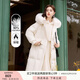 香影大毛領(lǐng)連帽羽絨服女2024冬季新款時尚米白色中長款白鴨絨外套 米色 M
