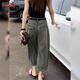 憶思減歐洲站哈倫牛仔褲女2025春秋季新款寬松大碼胖mm顯瘦九分闊腿褲子 復古藍 L 115-130斤