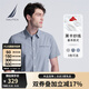 諾帝卡（NAUTICA）【單件直降】男裝24夏季新款全棉經(jīng)典格紋休閑短袖襯衫男WO4202 霧霾藍41H XL