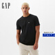 Gap【成毅代言】男女裝2025純棉logo口袋常規短袖T恤基礎款857901 黑色 M 美碼 L亞洲碼180/96A