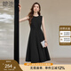 她池優(yōu)雅氣質(zhì)小黑裙女2025秋裝新款圓領(lǐng)中長(zhǎng)款顯瘦連衣裙