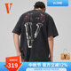VLONE春夏男女同款提線木偶大LOGO重磅短袖純棉個性潮流T恤 VLTE24003黑色 L