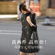熙世界（sllsky）郁金香刺繡背心裙套裝秋冬針織打底衫無(wú)袖直筒短裙兩件套 摩登黑 單連衣裙 L