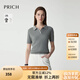 PRICH淡人氣質(zhì)polo翻領(lǐng)針織衫2025夏季新款修身顯瘦短袖上衣女 15灰色 S