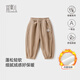 宜爽兒兒童褲子春秋冬季男童加絨衛褲女寶寶外出運動(dòng)長(cháng)褲 卡其   110   
