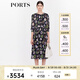 PORTS寶姿商場(chǎng)同款2022早秋新款女裝“似錦繁花”印花靈動(dòng)連衣裙 丈青印花 S (4)