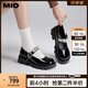 MIO[白鹿同款]米奧春季松糕底瑪麗珍女鞋厚底單鞋復(fù)古小皮鞋 黑色   偏瘦腳型建議選小一碼 38