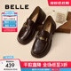 百麗（Belle）元寶樂(lè )福鞋女2025秋新棕色英倫粗跟小皮鞋單鞋D2S1DCA5預售 咖啡色 38 (240mm)