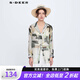S.DEER圣迪奧春季時(shí)尚個(gè)性女裝文藝暈染印花雪紡襯衫S24180502 淺紅棕/49 L 170