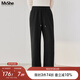 MsShe【開叉直筒闊腿衛(wèi)褲】大碼女裝2025秋裝胖mm高腰顯瘦加長褲 黑色現(xiàn)貨 3XL