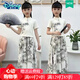迪士尼（Disney）女童夏裝t恤兒童套裝2025新款夏季國(guó)風(fēng)漢服中式短袖童裝女衣服 女孩夏天半袖上衣+裙褲子 140 cm