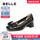 百麗（Belle）氣質優(yōu)雅單鞋女商場同款真皮粗跟單鞋D8Q1DAQ5 黑色 38 (240mm)
