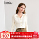 百圖betu女裝秋季新款毛針織衫亮絲領(lǐng)邊鏤空通勤針織衫女2408T08 白色 L