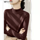 Mrdiane wei女秋冬季羊毛針織衫女毛衣圓領(lǐng)寬松打底衫上衣 咖色 均碼