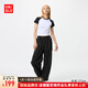 優(yōu)衣庫女裝休閑廓形長(cháng)褲/系腰帶彎刀鐮刀褲子481028 481028/09黑色 L /160/70A