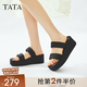 他她（TATA）休閑厚底拖鞋女鞋松糕外穿坡跟涼拖2025夏季新款CT401BT5 黑色 37