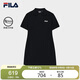 FILA 斐樂(lè )官方女子針織連衣裙2025秋時(shí)尚休閑修身V領(lǐng)短袖裙子