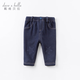 戴維貝拉（DAVE＆BELLA）牛仔褲女童褲子男童加絨褲兒童外穿寶寶加厚童褲嬰兒小童冬季長(cháng)褲 牛仔藍色 90 cm(3T(建議身高80-90cm))