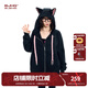 BJHG不計后果秋季2024新款貓耳衛衣女創(chuàng  )意休閑寬松撞色國潮加絨外套男 暗夜黑 S （130斤以下）