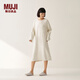 無印良品（MUJI）女式 柔軟針織家居連衣裙 長袖睡裙女寬松家居服秋季 FD33CC5A 象牙白色 S -M (160/84A)