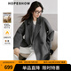 紅袖100%綿羊毛呢外套冬季2024新款女裝翻領(lǐng)高級顯瘦氣質(zhì)雙面呢大衣 煙灰056 M