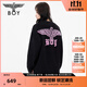 BOY LONDON【絢爛煙火】秋提花撞色大V領(lǐng)毛衣針織開衫N64004 黑色 S