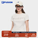 FILA FUSION斐樂(lè )潮牌女裝針織短袖衫2025夏季新款時(shí)尚修身短袖T恤 云白色-WT M 165/84A/M