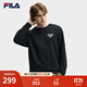 斐樂(lè )（FILA）官方男子加絨保暖衛衣秋冬季時(shí)尚休閑簡(jiǎn)約圓領(lǐng)套頭衫長(cháng)袖上衣男裝 正黑色-BK L