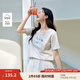 茵曼棉質(zhì)刺繡圓領(lǐng)短袖T恤女裝2025夏季新款字母標語(yǔ)閃片上衣 淺花灰 M
