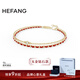 HEFANG何方珠寶編織紅繩雙層手鏈K金輕奢高級感生日禮物送女友 紅色