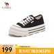 駱駝（CAMEL）厚底帆布鞋女2025春季新款增高百搭板鞋經(jīng)典松糕底休閑鞋女 L25S245116 黑色 37