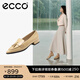 愛步（ECCO）七夕禮物 豆豆鞋女 時尚百搭尖頭百搭淺口樂福單鞋  型塑214283 裸色21428301211（牛皮革） 37