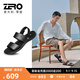 零度Zero男鞋新品軟底沙灘鞋透氣戶外休閑皮鞋涼拖鞋室內(nèi)外穿懶人皮鞋 黑色 40