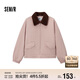 森馬（Semir）外套女oversize插肩袖仿羊羔毛毛領(lǐng)冬季2024夾棉夾克109724108016