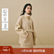 茵曼2025秋冬女裝新款羊駝毛桑蠶絲立領(lǐng)雙面呢外套插肩袖寬松上衣 淺卡其 M