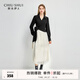 秋水伊人優(yōu)雅百搭V領(lǐng)連衣裙2025年春秋新款女通勤風(fēng)蕾絲拼接A字裙 黑色 L