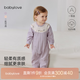 babylove女寶寶連體衣純棉提花哈衣爬服春秋季刺繡可愛(ài)嬰幼兒衣服 蝶戀花-薄汗紫 90cm