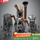 正揚玻璃茶具套裝辦公高檔整套功夫茶盤(pán)耐熱泡茶壺觀(guān)山茶杯實(shí)木把防燙 10頭煙灰(蕭墨)6觀(guān)山杯+茶道