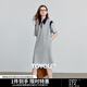 初語(yǔ)撞色拼接POLO裙女2025夏季新款彼得潘領(lǐng)寬松小個(gè)子連衣裙 花灰色 L