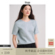 旅途原品ltyp 進(jìn)口100%亞麻極簡(jiǎn)文藝小衫 休閑百搭短袖T恤女秋 湖藍(lán)色 XL （建議拍大一碼）