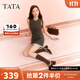 他她（TATA）黑色涼鞋女粗跟高跟氣質(zhì)瑪麗珍涼鞋女2025秋新款7HF02BH5 棕/米白 36