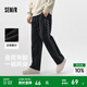 森馬牛仔褲男復古港風(fēng)寬松直筒褲春季個(gè)性繡花長(cháng)褲松緊腰褲子 牛仔水洗黑98201 L