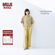 無印良品（MUJI）女式 棉漢麻短袖襯衫 女士襯衣內(nèi)搭上衣 25年夏季女裝 BCD90C5S 黃色 M (160/84A)